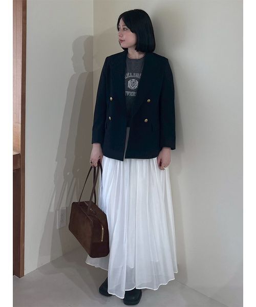 Mila Owen（ミラオーウェン）の「【WEB限定00サイズ】ウエストゴムタックプレスフレアスカート（スカート・レディース・チェック/ホワイト/ボルドー・0/1/00）」の16枚目の写真