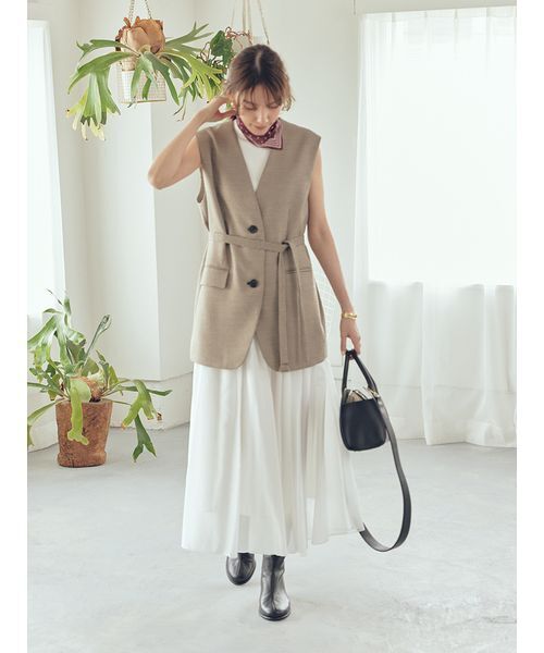 Mila Owen（ミラオーウェン）の「【WEB限定00サイズ】ウエストゴムタックプレスフレアスカート（スカート・レディース・チェック/ホワイト/ボルドー・0/1/00）」の20枚目の写真