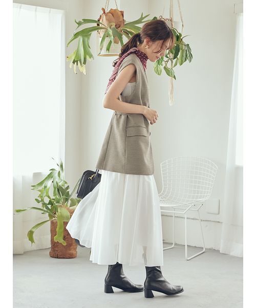 Mila Owen（ミラオーウェン）の「【WEB限定00サイズ】ウエストゴムタックプレスフレアスカート（スカート・レディース・チェック/ホワイト/ボルドー・0/1/00）」の22枚目の写真