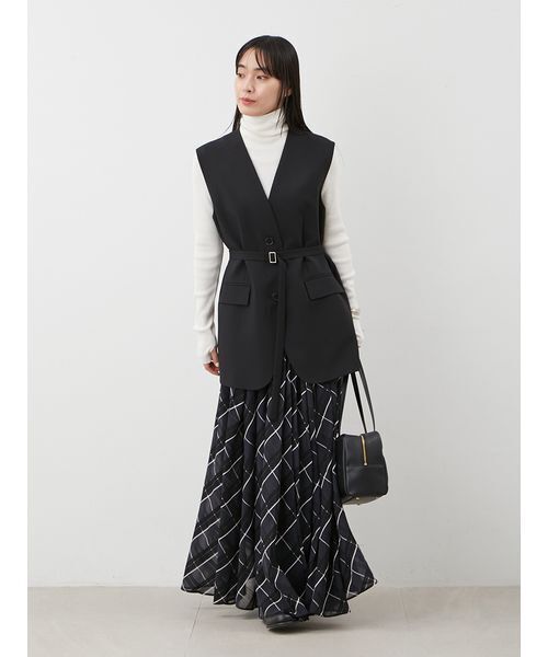WEB限定00サイズ】ウエストゴムタックプレスフレアスカート