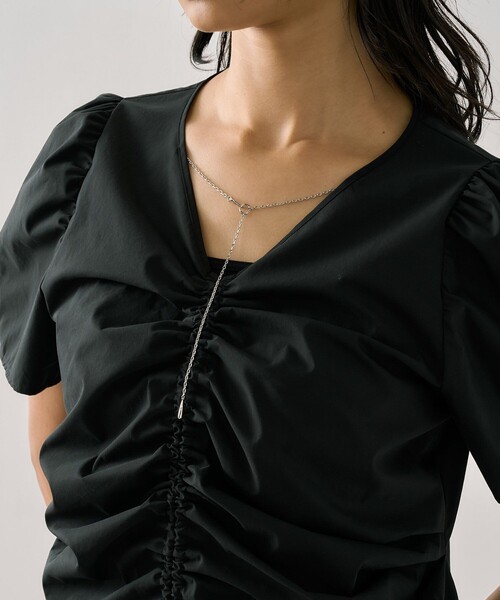 UNITED TOKYO(ユナイテッドトウキョウ)の「ギャザリングパフトップス|ウォッシャブル/撥水/UV対策/オフィスカジュアル/細見え/春服(シャツ/ブラウス・レディース・イエロー/アイボリー/ブラック・FREE)」の22枚目の写真