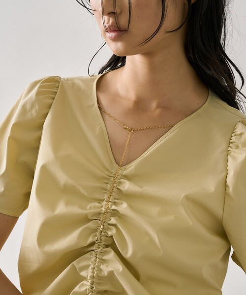 UNITED TOKYO(ユナイテッドトウキョウ)の「ギャザリングパフトップス|ウォッシャブル/撥水/UV対策/オフィスカジュアル/細見え/春服(シャツ/ブラウス・レディース・イエロー/アイボリー/ブラック・FREE)」の10枚目の写真