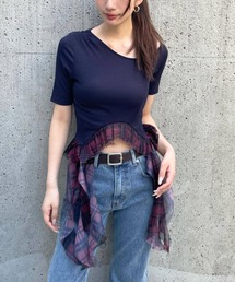 3.3 Field Trip  | 3.3 Field Trip／裾チェックカスケードT(Tシャツ/カットソー)