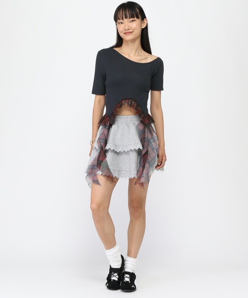 3.3 Field Trip （3.3フィールドトリップ）の「3.3 Field Trip／裾チェックカスケードT（Tシャツ/カットソー・レディース・ブラック/ネイビー/グレー・FREE）」の15枚目の写真
