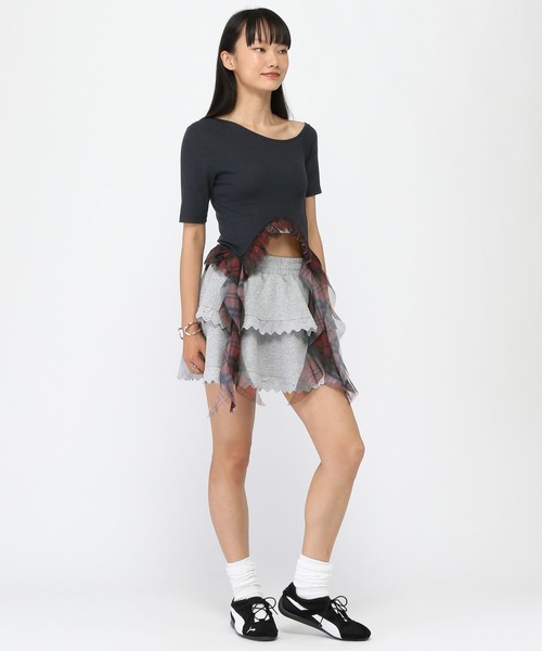 3.3 Field Trip （3.3フィールドトリップ）の「3.3 Field Trip／裾チェックカスケードT（Tシャツ/カットソー・レディース・ブラック/ネイビー/グレー・FREE）」の16枚目の写真