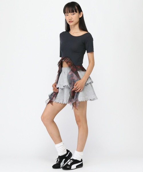 3.3 Field Trip （3.3フィールドトリップ）の「3.3 Field Trip／裾チェックカスケードT（Tシャツ/カットソー・レディース・ブラック/ネイビー/グレー・FREE）」の17枚目の写真