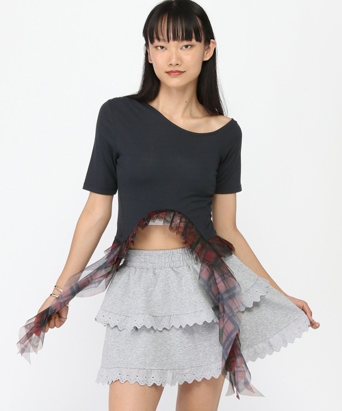 3.3 Field Trip （3.3フィールドトリップ）の「3.3 Field Trip／裾チェックカスケードT（Tシャツ/カットソー・レディース・ブラック/ネイビー/グレー・FREE）」の18枚目の写真