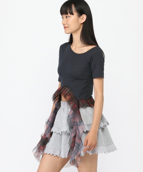 3.3 Field Trip （3.3フィールドトリップ）の「3.3 Field Trip／裾チェックカスケードT（Tシャツ/カットソー・レディース・ブラック/ネイビー/グレー・FREE）」の19枚目の写真