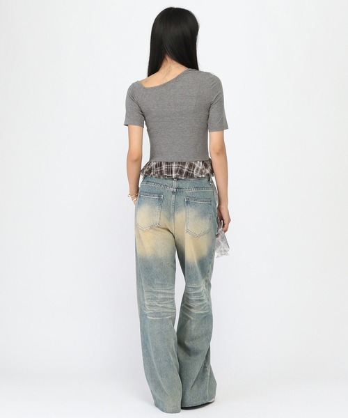 3.3 Field Trip （3.3フィールドトリップ）の「3.3 Field Trip／裾チェックカスケードT（Tシャツ/カットソー・レディース・ブラック/ネイビー/グレー・FREE）」の11枚目の写真