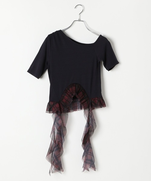 3.3 Field Trip （3.3フィールドトリップ）の「3.3 Field Trip／裾チェックカスケードT（Tシャツ/カットソー・レディース・ブラック/ネイビー/グレー・FREE）」の21枚目の写真