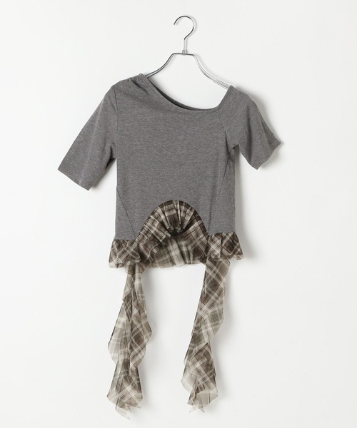 3.3 Field Trip （3.3フィールドトリップ）の「3.3 Field Trip／裾チェックカスケードT（Tシャツ/カットソー・レディース・ブラック/ネイビー/グレー・FREE）」の20枚目の写真