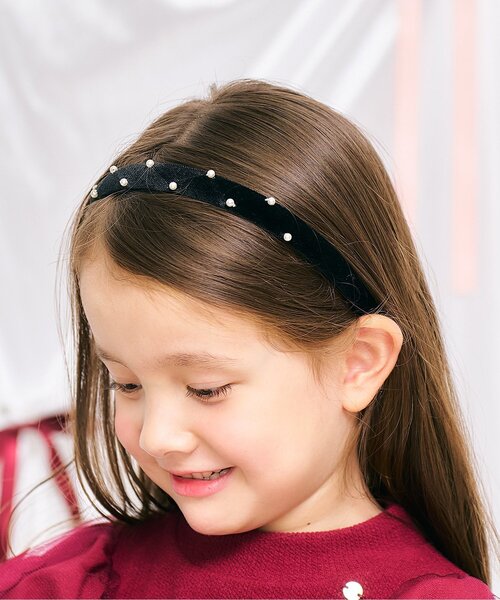 ラ・マジョリーナ　ゴブラン織　カチューシャ　ブルー✨ リボン付きベロアカチューシャ（カチューシャ）｜apres les cours