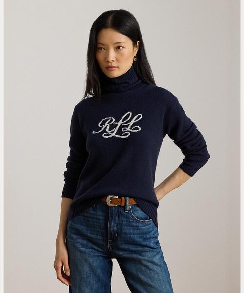 LAUREN RALPH LAUREN(ローレン ラルフ ローレン)の「ロゴ カシミヤ タートルネック セーター(ニット/セーター・レディース・ネイビー系1・S/M/XS)」の1枚目の写真