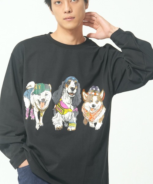 CORISCO（コリスコ）の「アニマル柄ロンTEE(M1)（Tシャツ/カットソー・メンズ・ホワイト系1/ホワイト系2/グレー系2/ブラック系2/グレー系1/ブラック系1/オートミール/キナリ・MEDIUM/LARGE/X-LARGE）」の5枚目の写真