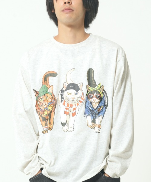 CORISCO（コリスコ）の「アニマル柄ロンTEE(M1)（Tシャツ/カットソー・メンズ・ホワイト系1/ホワイト系2/グレー系2/ブラック系2/グレー系1/ブラック系1/オートミール/キナリ・MEDIUM/LARGE/X-LARGE）」の8枚目の写真