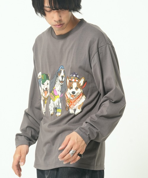 CORISCO（コリスコ）の「アニマル柄ロンTEE(M1)（Tシャツ/カットソー・メンズ・ホワイト系1/ホワイト系2/グレー系2/ブラック系2/グレー系1/ブラック系1/オートミール/キナリ・MEDIUM/LARGE/X-LARGE）」の17枚目の写真