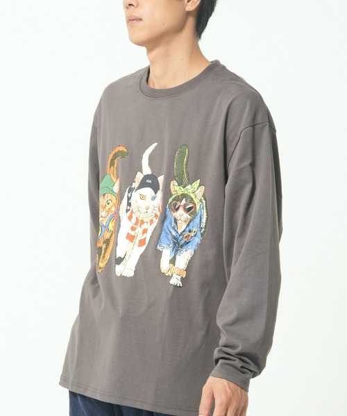 CORISCO（コリスコ）の「アニマル柄ロンTEE(M1)（Tシャツ/カットソー・メンズ・ホワイト系1/ホワイト系2/グレー系2/ブラック系2/グレー系1/ブラック系1/オートミール/キナリ・MEDIUM/LARGE/X-LARGE）」の14枚目の写真