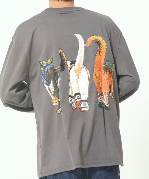 CORISCO（コリスコ）の「アニマル柄ロンTEE(M1)（Tシャツ/カットソー・メンズ・ホワイト系1/ホワイト系2/グレー系2/ブラック系2/グレー系1/ブラック系1/オートミール/キナリ・MEDIUM/LARGE/X-LARGE）」の15枚目の写真