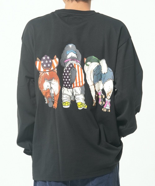 CORISCO（コリスコ）の「アニマル柄ロンTEE(M1)（Tシャツ/カットソー・メンズ・ホワイト系1/ホワイト系2/グレー系2/ブラック系2/グレー系1/ブラック系1/オートミール/キナリ・MEDIUM/LARGE/X-LARGE）」の11枚目の写真