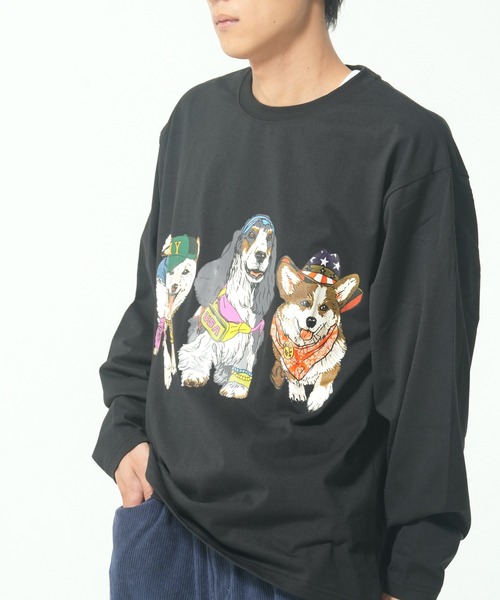 CORISCO（コリスコ）の「アニマル柄ロンTEE(M1)（Tシャツ/カットソー・メンズ・ホワイト系1/ホワイト系2/グレー系2/ブラック系2/グレー系1/ブラック系1/オートミール/キナリ・MEDIUM/LARGE/X-LARGE）」の12枚目の写真