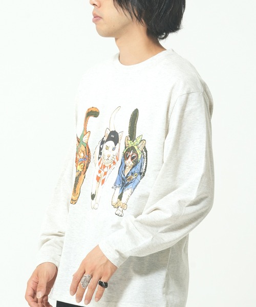 CORISCO（コリスコ）の「アニマル柄ロンTEE(M1)（Tシャツ/カットソー・メンズ・ホワイト系1/ホワイト系2/グレー系2/ブラック系2/グレー系1/ブラック系1/オートミール/キナリ・MEDIUM/LARGE/X-LARGE）」の21枚目の写真