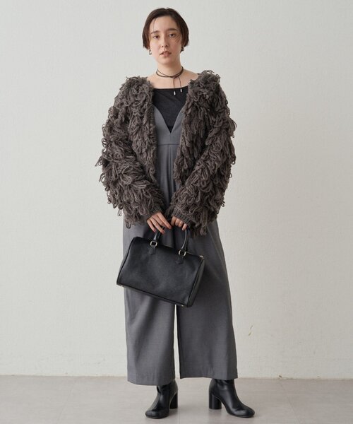 LOUNGEDRESS（ラウンジドレス）の「【＠___kuuu__コラボカラー登場！】Vキャミサロペット（サロペット/オーバーオール・レディース・グレー/ブラウン・FREE）」の9枚目の写真