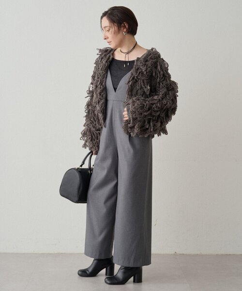 LOUNGEDRESS（ラウンジドレス）の「【＠___kuuu__コラボカラー登場！】Vキャミサロペット（サロペット/オーバーオール・レディース・グレー/ブラウン・FREE）」の10枚目の写真