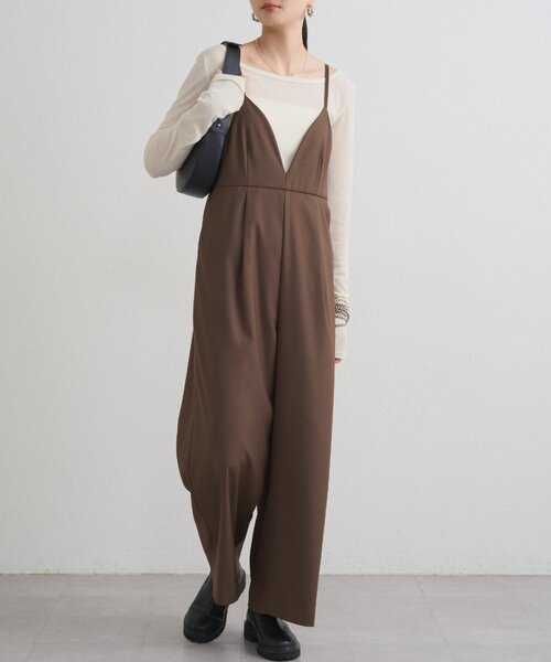 LOUNGEDRESS（ラウンジドレス）の「【＠___kuuu__コラボカラー登場！】Vキャミサロペット（サロペット/オーバーオール・レディース・グレー/ブラウン・FREE）」の21枚目の写真