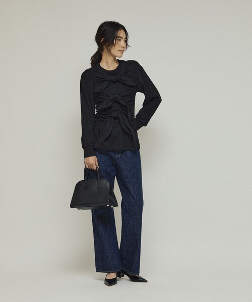 Firsthand（ファーストハンド）の「Firsthand/ファーストハンド オーガニックコットン リボンディティールトップス（Tシャツ/カットソー・レディース・ブラック/ホワイト・FREE）」の12枚目の写真