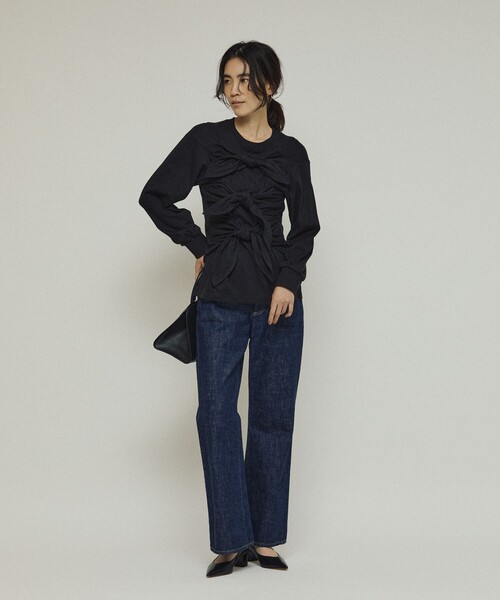 Firsthand（ファーストハンド）の「Firsthand/ファーストハンド オーガニックコットン リボンディティールトップス（Tシャツ/カットソー・レディース・ブラック/ホワイト・FREE）」の13枚目の写真