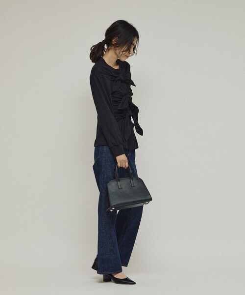 Firsthand（ファーストハンド）の「Firsthand/ファーストハンド オーガニックコットン リボンディティールトップス（Tシャツ/カットソー・レディース・ブラック/ホワイト・FREE）」の14枚目の写真