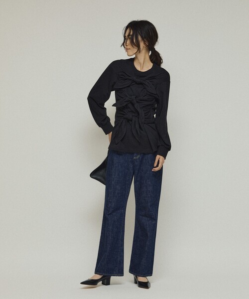 Firsthand（ファーストハンド）の「Firsthand/ファーストハンド オーガニックコットン リボンディティールトップス（Tシャツ/カットソー・レディース・ブラック/ホワイト・FREE）」の17枚目の写真