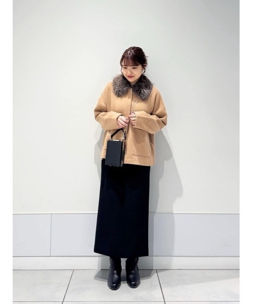 LOULOU WILLOUGHBY ウール混ダブルクロススカート オフホワイト LOULOU