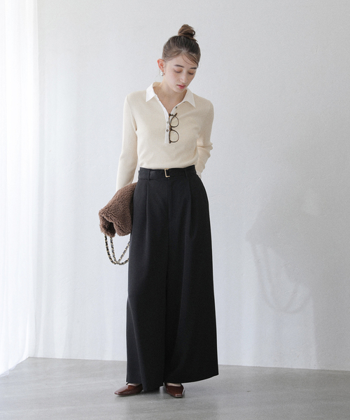 La TOTALITE（ラトータリテ）の「【洗える】襟カフスドッキングニット（ニット/セーター・レディース・ネイビー/ブラウン/アイボリー・FREE）」の19枚目の写真