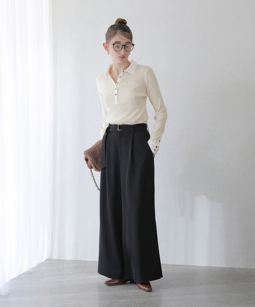 La TOTALITE（ラトータリテ）の「【洗える】襟カフスドッキングニット（ニット/セーター・レディース・ネイビー/ブラウン/アイボリー・FREE）」の20枚目の写真