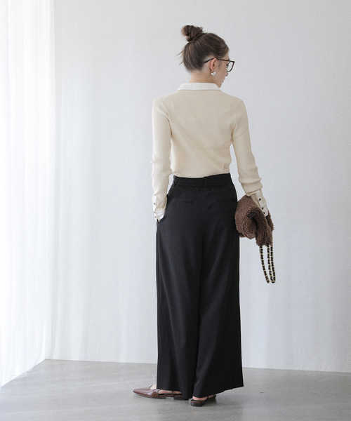 La TOTALITE（ラトータリテ）の「【洗える】襟カフスドッキングニット（ニット/セーター・レディース・ネイビー/ブラウン/アイボリー・FREE）」の22枚目の写真