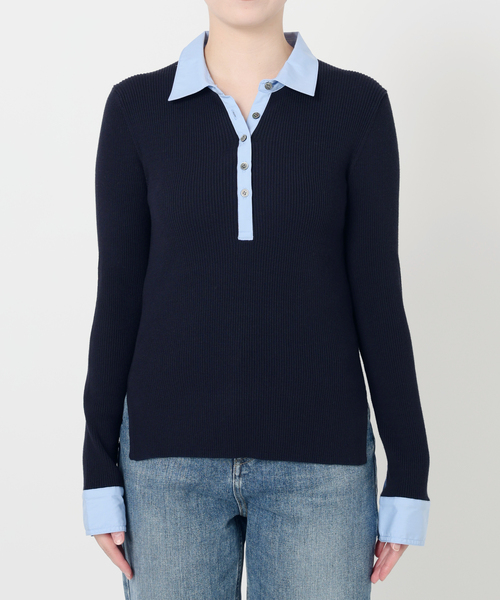 La TOTALITE（ラトータリテ）の「【洗える】襟カフスドッキングニット（ニット/セーター・レディース・ネイビー/ブラウン/アイボリー・FREE）」の4枚目の写真