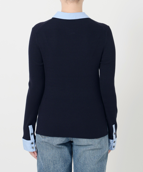 La TOTALITE（ラトータリテ）の「【洗える】襟カフスドッキングニット（ニット/セーター・レディース・ネイビー/ブラウン/アイボリー・FREE）」の6枚目の写真