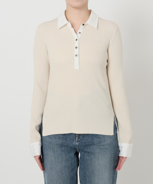 La TOTALITE（ラトータリテ）の「【洗える】襟カフスドッキングニット（ニット/セーター・レディース・ネイビー/ブラウン/アイボリー・FREE）」の11枚目の写真