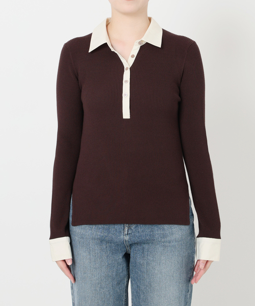 La TOTALITE（ラトータリテ）の「【洗える】襟カフスドッキングニット（ニット/セーター・レディース・ネイビー/ブラウン/アイボリー・FREE）」の14枚目の写真