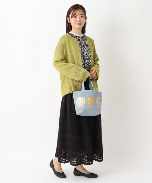 one'sterrace(ワンズテラス)の「キャンバスミニトート ヤンノカキャット(トートバッグ・レディース・ライトグリーン系・99)」の9枚目の写真