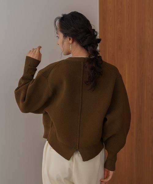 Bou Jeloud(ブージュルード)の「ビッグ釦柄切替カーディガン(カーディガン/ボレロ・レディース・ブラウン/ブルー/ブラック・FREE)」の5枚目の写真