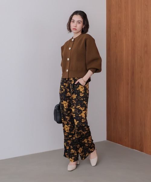 Bou Jeloud(ブージュルード)の「ビッグ釦柄切替カーディガン(カーディガン/ボレロ・レディース・ブラウン/ブルー/ブラック・FREE)」の7枚目の写真