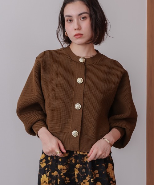 Bou Jeloud(ブージュルード)の「ビッグ釦柄切替カーディガン(カーディガン/ボレロ・レディース・ブラウン/ブルー/ブラック・FREE)」の8枚目の写真