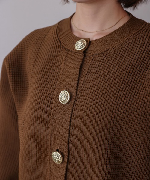Bou Jeloud(ブージュルード)の「ビッグ釦柄切替カーディガン(カーディガン/ボレロ・レディース・ブラウン/ブルー/ブラック・FREE)」の14枚目の写真