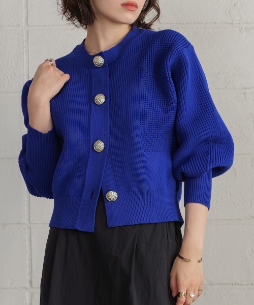 Bou Jeloud(ブージュルード)の「ビッグ釦柄切替カーディガン(カーディガン/ボレロ・レディース・ブラウン/ブルー/ブラック・FREE)」の17枚目の写真