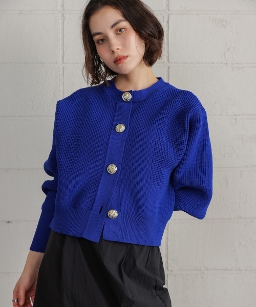 Bou Jeloud(ブージュルード)の「ビッグ釦柄切替カーディガン(カーディガン/ボレロ・レディース・ブラウン/ブルー/ブラック・FREE)」の19枚目の写真