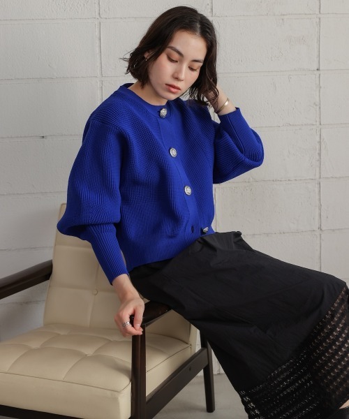 Bou Jeloud(ブージュルード)の「ビッグ釦柄切替カーディガン(カーディガン/ボレロ・レディース・ブラウン/ブルー/ブラック・FREE)」の20枚目の写真