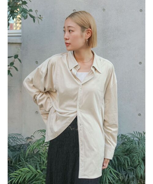 Ungrid（アングリッド）の「スウェードライクルーズシャツ（シャツ/ブラウス・レディース・ベージュ/アイボリー・FREE）」の8枚目の写真