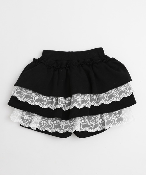 URBAN CHERRY(アーバンチェリー)の「【ふわもち軽やか素材】レースツーティアフリルショートパンツ(その他パンツ・キッズ・グレー/ブラック・150cm/140cm/130cm/120cm/110cm)」の22枚目の写真